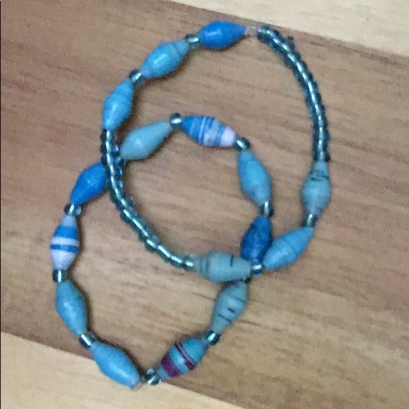 Handcrafted Stretch Recycled Paper Bead Bracelets - Picture 4 of 5